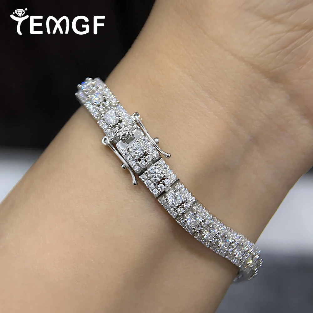 

TEMGF New Arrivals Full Moissanite Bracelet 925 Silver Chain for Women Wedding Luxury Sparkling Fine Jewelry GRA Certification