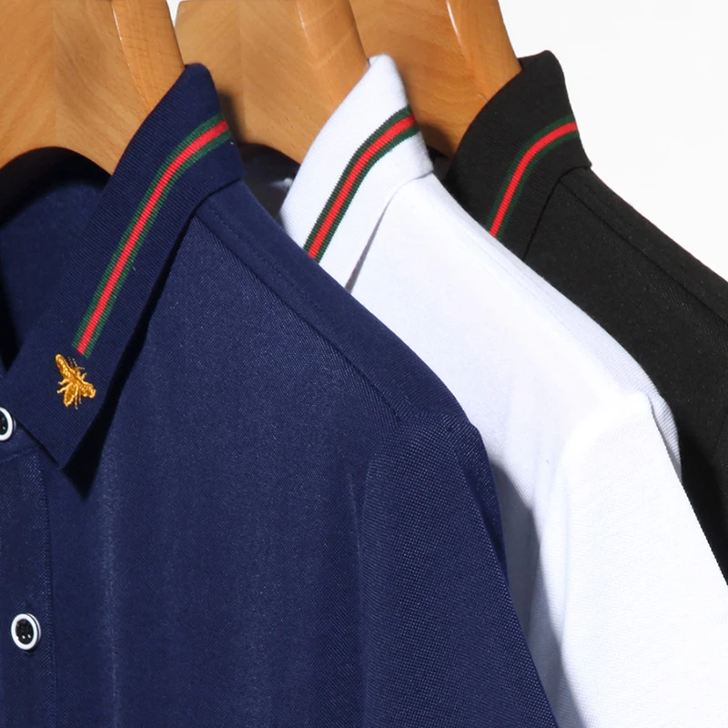 Design Markenqualität Herren Poloshirt mit Kragen und Bienen-Stickerei Kurzärmliges Neues Sommer-T-Shirt Business Klassische Mode Trend Herrenbekleidung – Detail 15