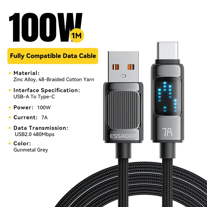 Essager 7A USB Type C Cable 100W USB C Charger Data For Realme Huawei P40 30 Pro 80W Fast Charging Wire Cord Samsung Oneplus - Image 7