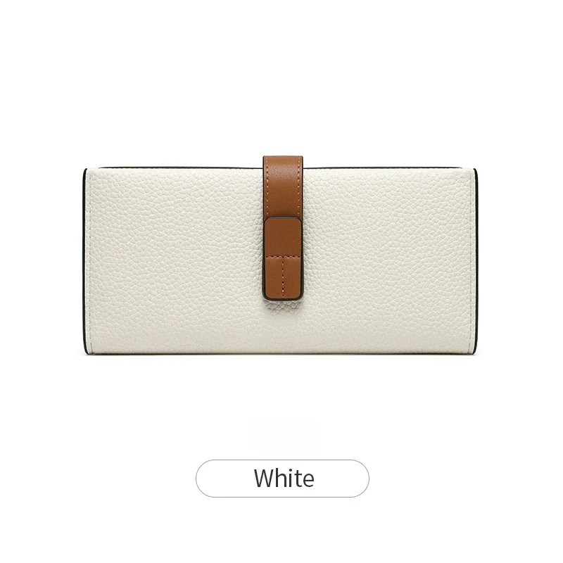 Elegant Women's Wallet with Litchi Pattern and Large Capacity for Multiple Cards Solid Color Women Purse