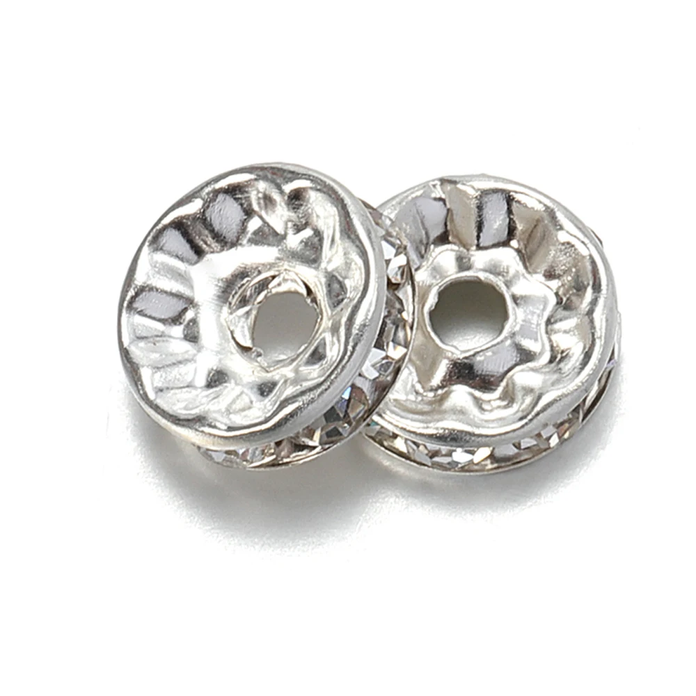 100 قطعة فضية اللون كريستال حجر الراين فاصل فضفاض الخرز خرز سوار ل سوار قلادة صنع المجوهرات مكونات ذاتية الصنع #4