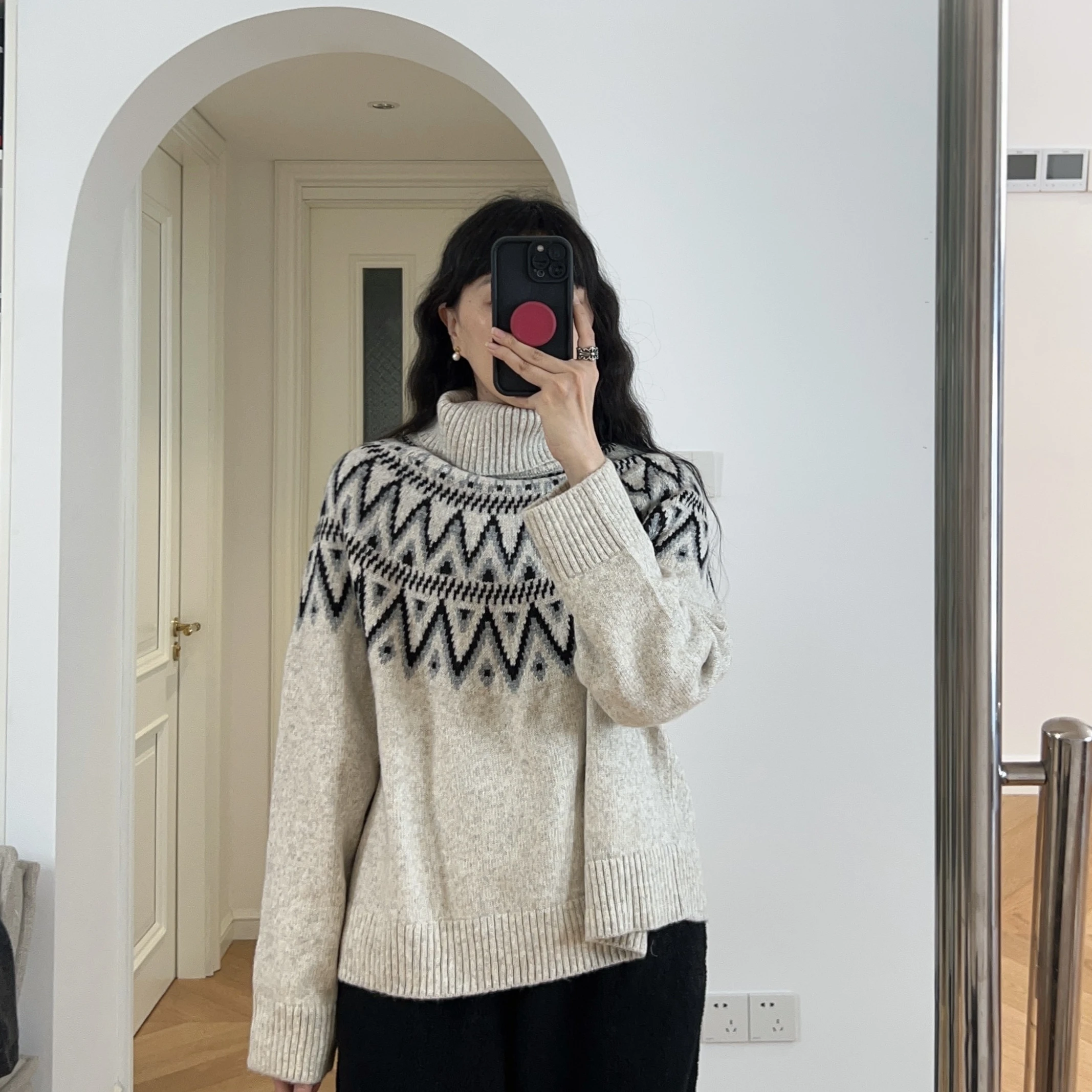 

Свободный свитер с высоким воротником, осень-зима, новый японский Sle, женский трикотаж, длинный свек, для поездок на работу, стандартная длина