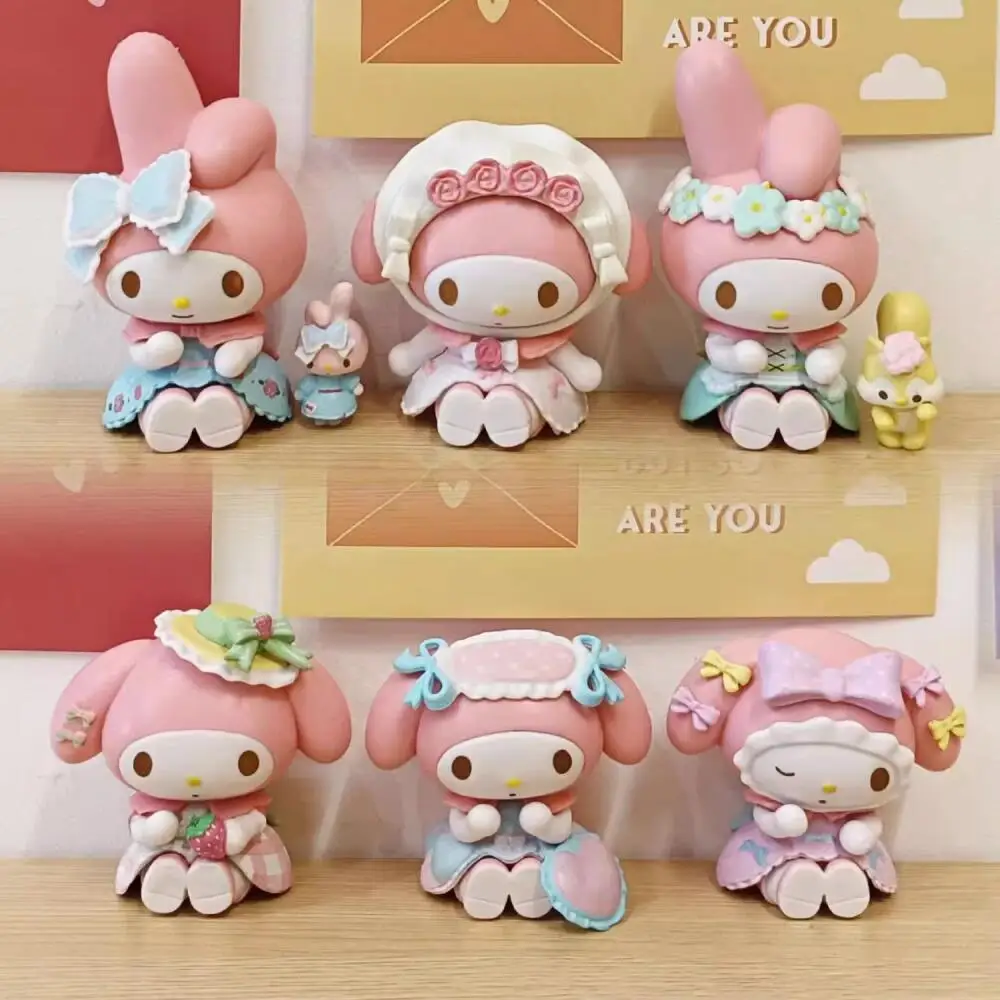 

Мультяшная модель Sanrio My Melody для девочек, гаражный комплект, серия «Секретный лес», чаепитие, кукла из ПВХ, милая игрушка для украшения рабочего стола, подарок на день рождения