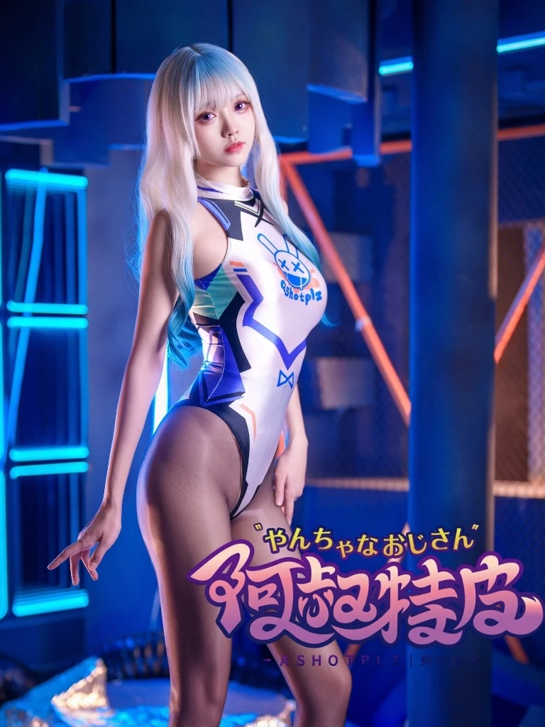 

Anime Cartoon Women Racing Swimwear One-piece Sexy Bodysuit Glossy Kawaii Printed Swimsuit Beachwear Lady Party Cosplay Costume