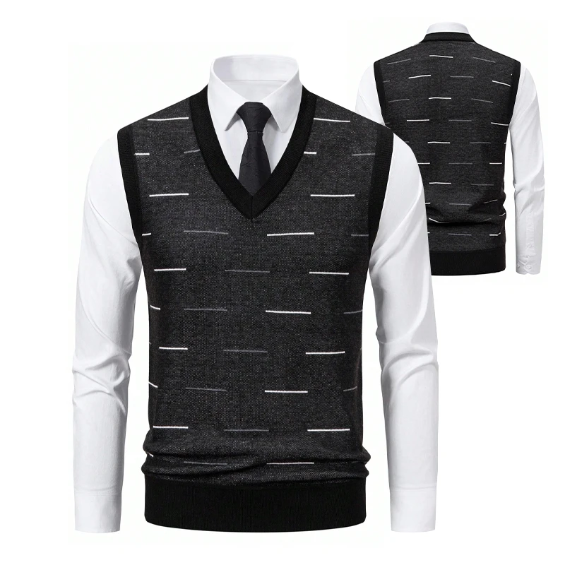 US Size Super Soft Men's Vest Knit Sleeveless V-Neck Slim Fit Casual Sports Pullover Vests