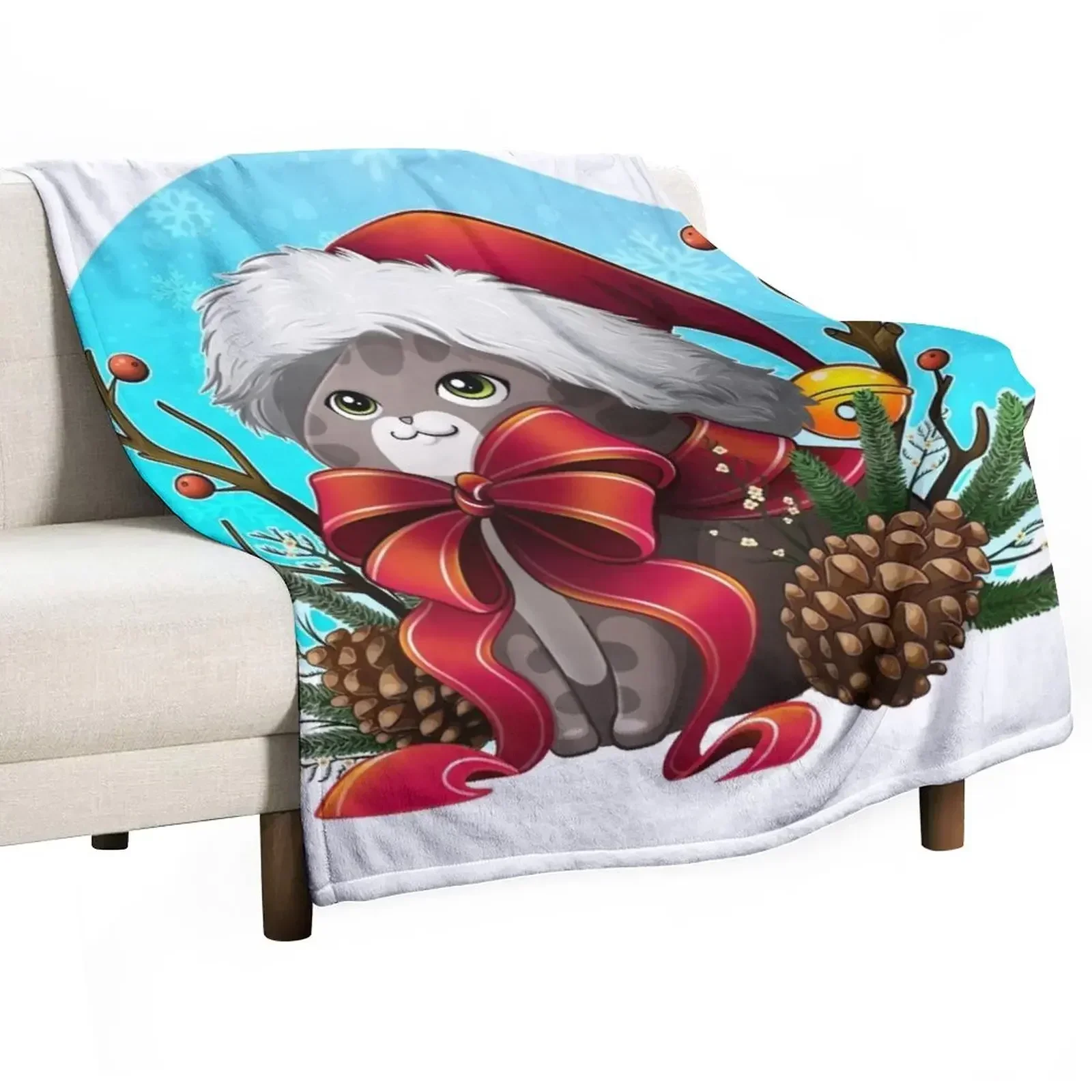

Christmas & Pou Throw Blanket Decorative Throw Sofas Blankets