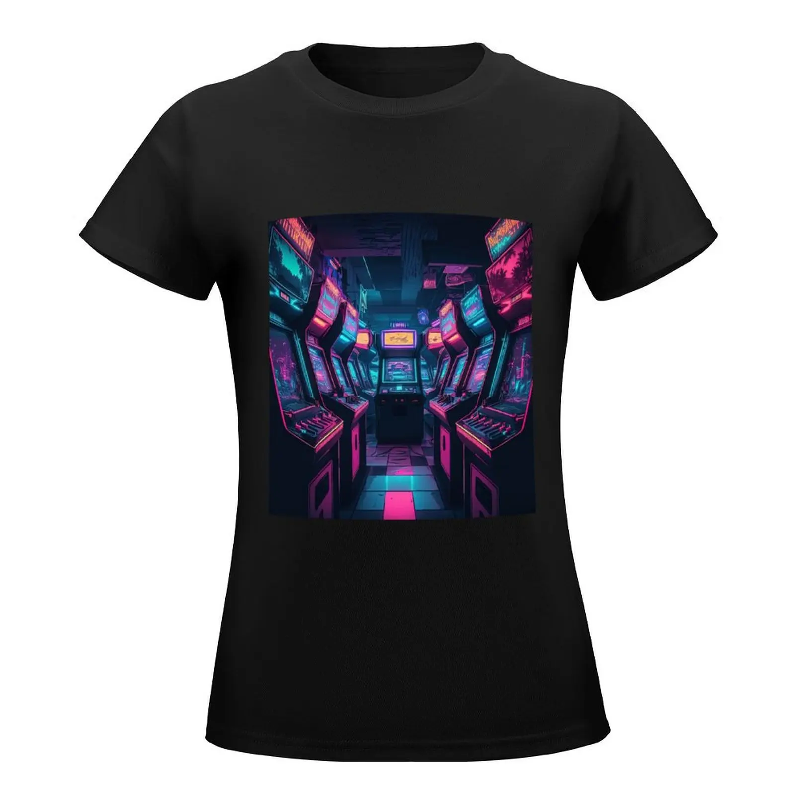 Alien Gaming Room Synthwave Arcade T-Shirt hippie clothes lady clothes summer tops Women's tee shirt