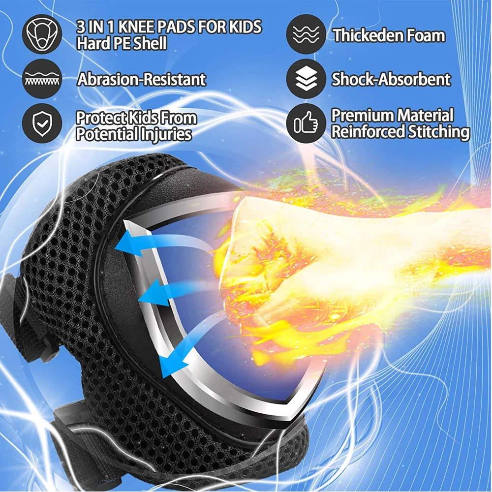 Child Teenager Protect Gear Set Knee Pads Elbow Wrist Guard Strap Skateboard Cycling Skating Scooter Gear Toddler