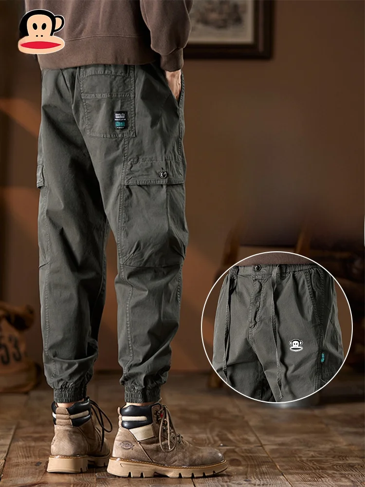 

PaulFrank Loose Men's Casual Pants American Sle Spring Autumn Workwear Trousers Youth Active Sle mid Waist Elastic Cotton