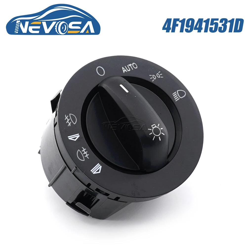 

NEVOSA 4F1941531D For Audi A6 S6 C6 RS6 Allroad Q7 Chrome Head Headlight Button Fog Light Switch 4F1941531E 4FD941531A 1822023