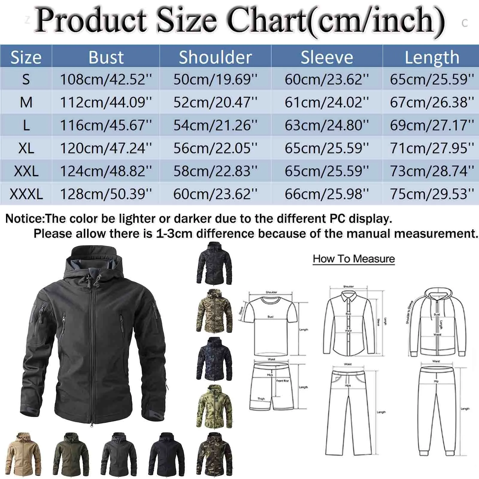 Men's Hooded Tactical Fleece Jackets Solid Outdoor Sport Climbing Hiking Camping Windbreak Multi-Pockets Three-in-One Outwears