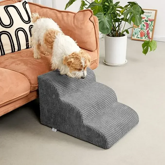 High-Density Foam Dog Stairs Waterproof Removable Washable Cover for Small Dogs Cats Pets-for Beds Couches Cars Sofas