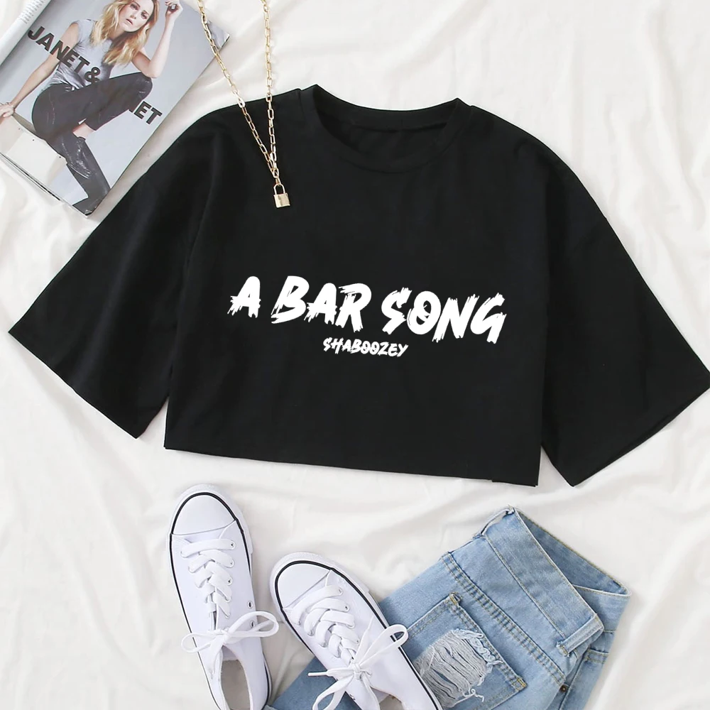 

Shaboozey A Bar Song 2024 Shirt Tops O-Neck Short Sleeves Super-short Casual Fans Gift Regular Girls Clothing Printing