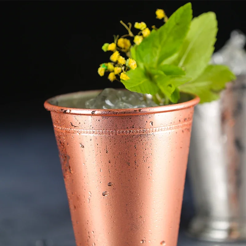 

2PCS Stainless Steel Mint Julep Cup, Rolled Edge Metal Cocktail Glass, Plated Silver, Gold, Rose Gold, 400ml