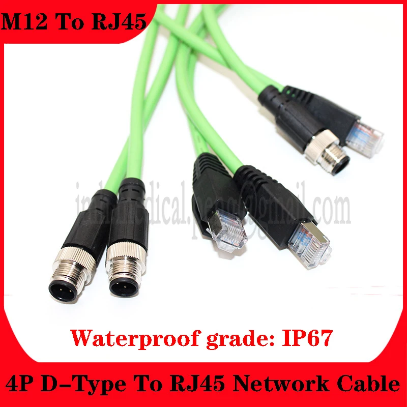 

Cable Connector M12 4Pin D-type To RJ45 Patch Cord Networking Cable for Industrial Ethernet Applications IP67