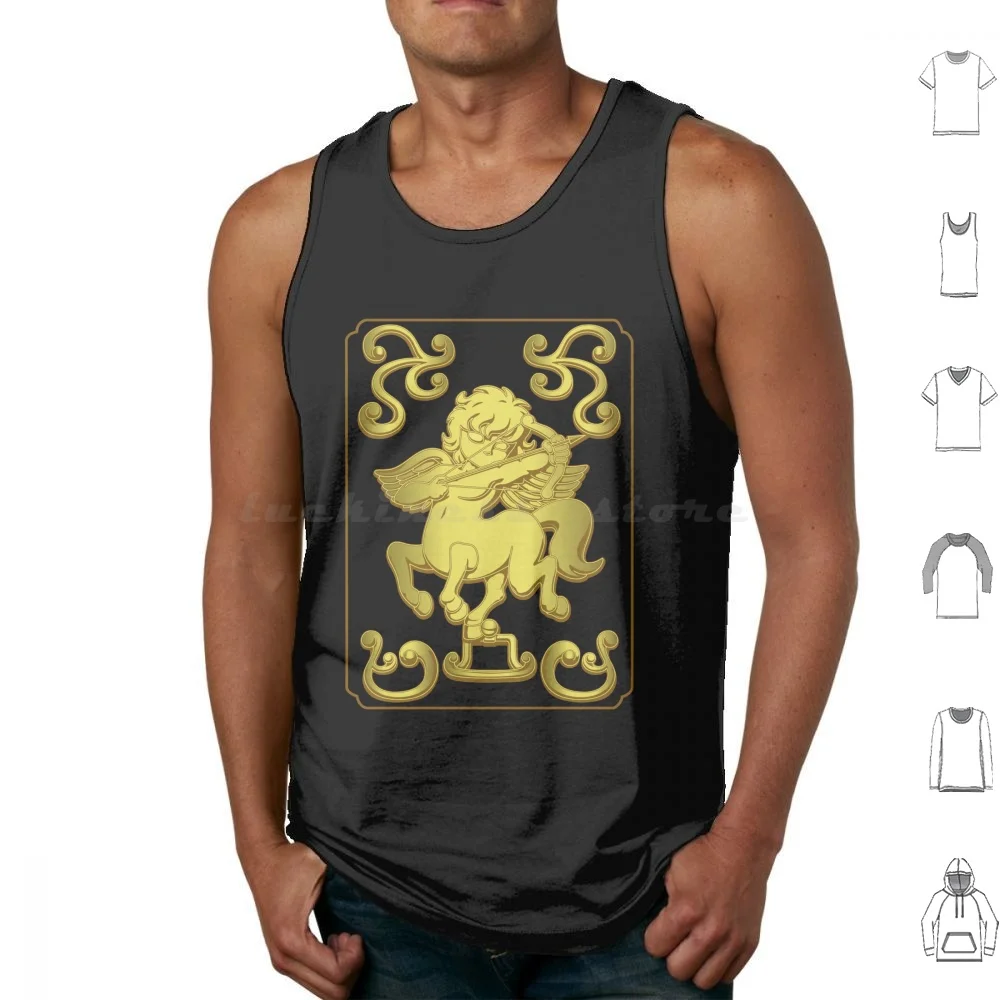 Sagitario Tank Tops Vest Sleeveless Saint Seiya Caballeros Del Zodiaco Saint Seiya Zodiaco Zodiac Box Box Gold Dolden Dorado