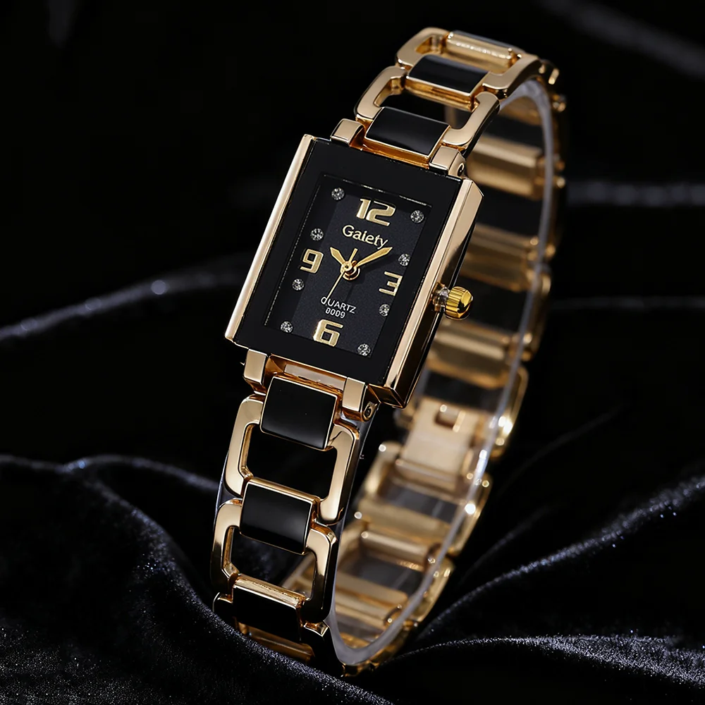 1PCS Trendy Fashion Luxury Digital Scale Rectangular Dial Women's Quartz Watch Suitable for Daily Clothing Matching Perfect Gift