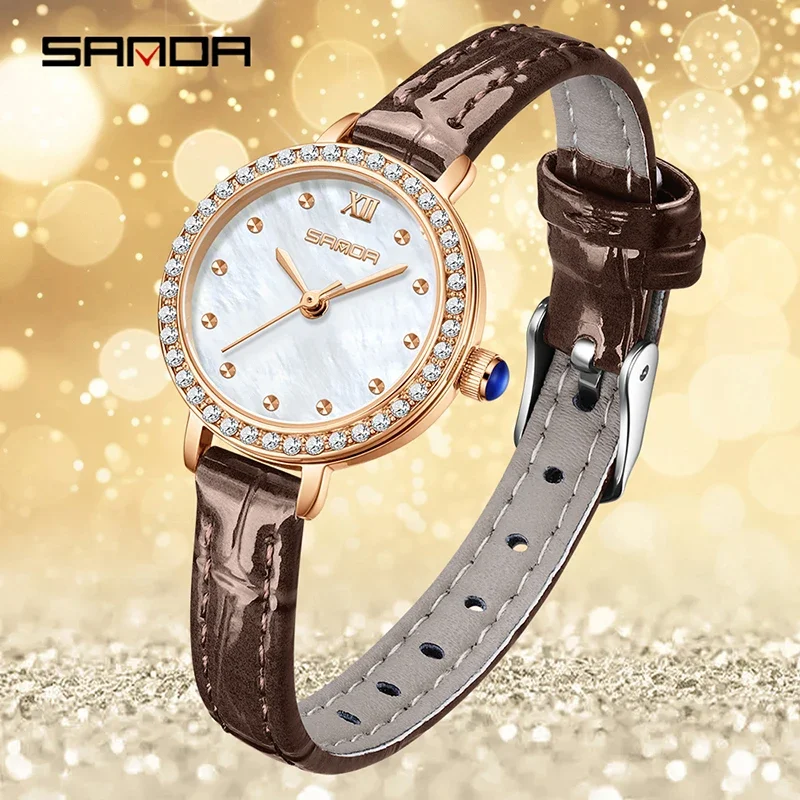 SANDA New Fashion Casual Women's Quartz Watch Alloy Compact Original Elegant Quartz Watch Luxury Waterproof Women Watches Gift