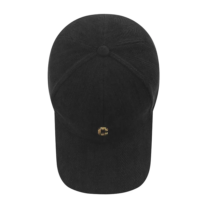 FS الفاخرة المعادن إلكتروني قبعة بيسبول للرجال البني الأسود الشتاء النساء قبعة أنيقة الكورية الشارع الهيب هوب قبعات Casquette أوم 2025