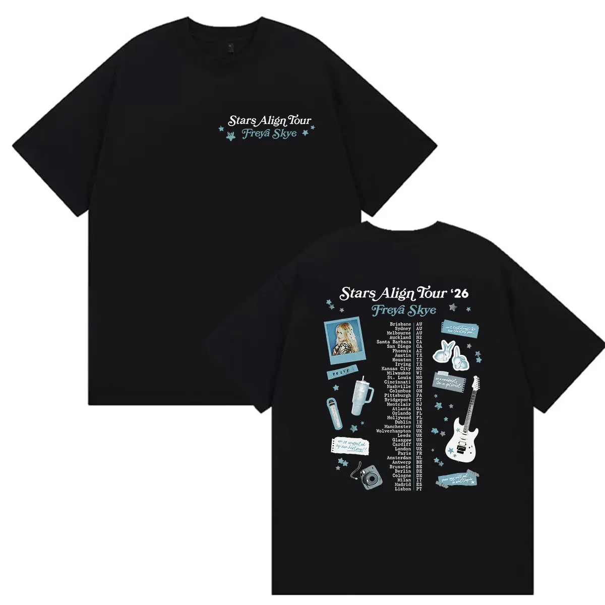 Freya Skye Stars Align Tour 2026 Graphic T Shirts Men Women Clothing Fashion Vintage T-shirt Oversized High Quality Cotton Tees