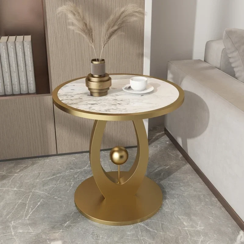 

-Modern Luxury Minimalist Living Room Side Table Sintered Stone With Metal Frame For Home Office School Dining Or Park Villa