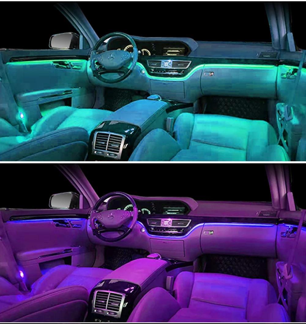 For Mercedes Benz S E GLK w221 w222 W205 X204 W213 W212 ambient lamp lights illuminated car Styling 64 colors LED ambient light