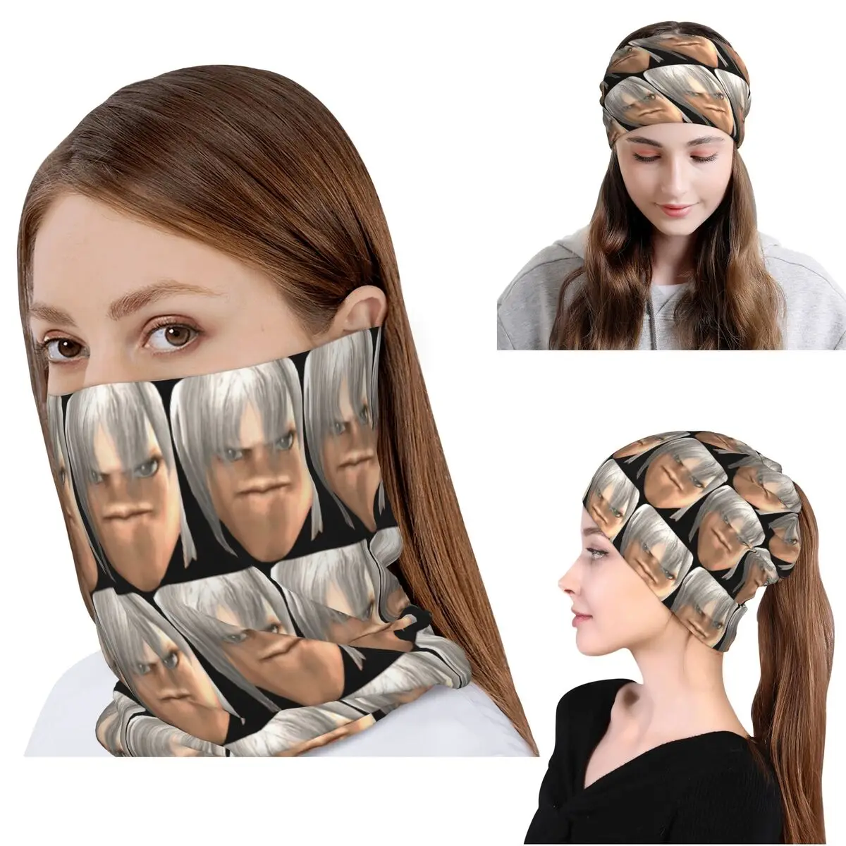 Blursed Dante Devil May Cry Ugly Face Meme Bandana Halstuch Wickelschal Multifunktions-Kopfbedeckung Mützen Hut Unisex Erwachsene Winter