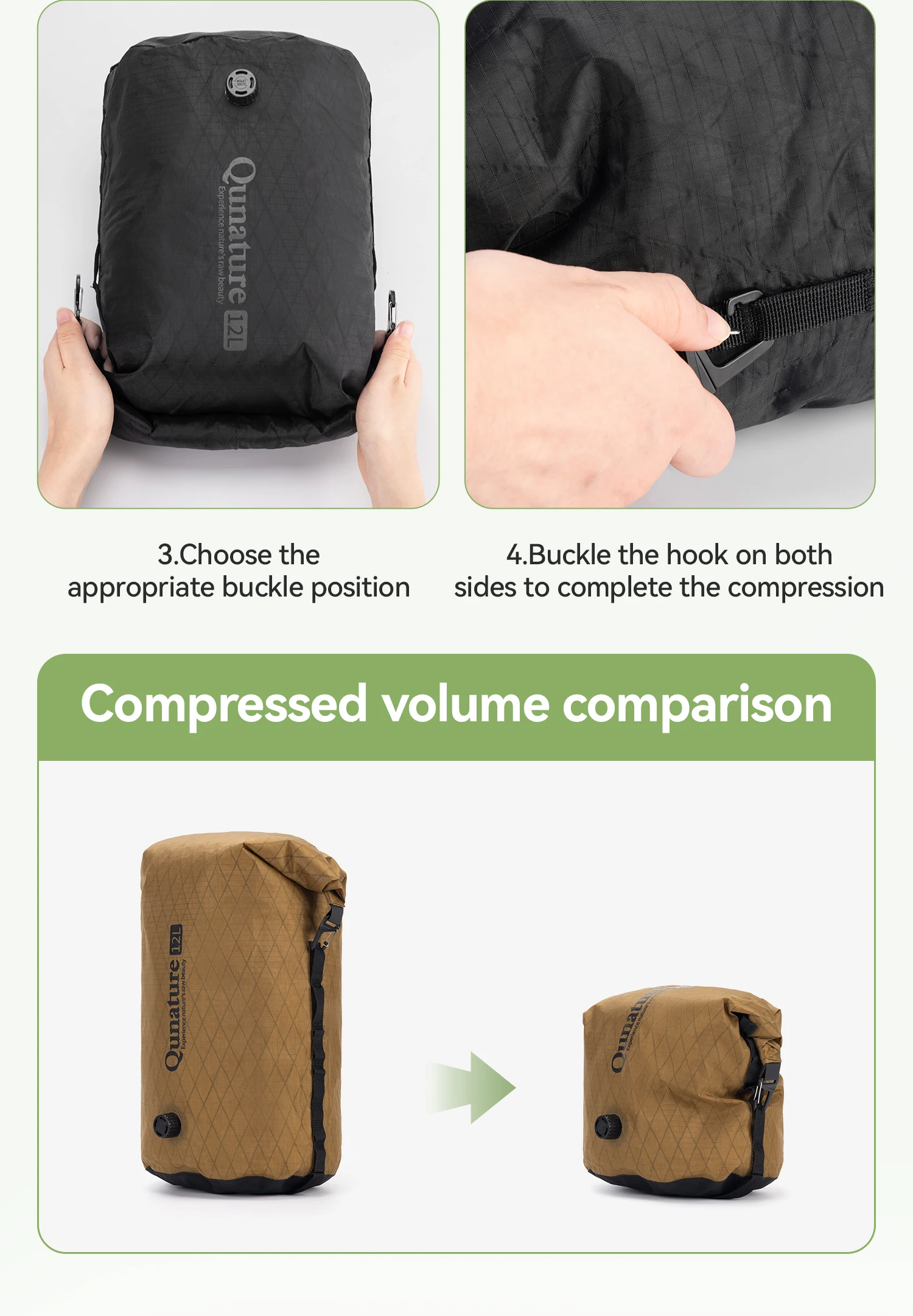 Qunature Bikepacking Packtaschen Wasserdichte Kompressionsbeutel für Rennrad und Mountainbike Leichte Faltbare Touring-Fahrradzubehör – Detail 8