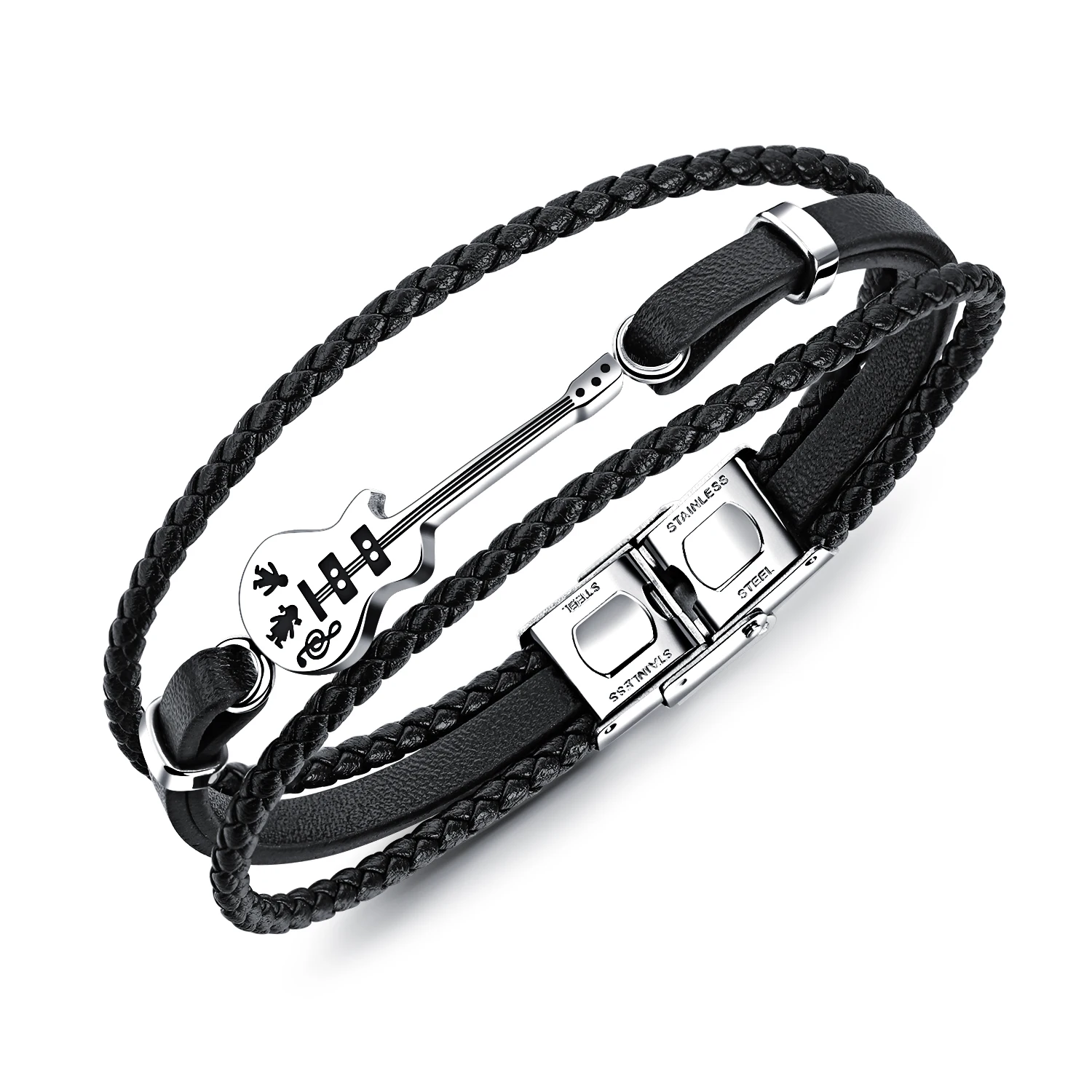 Japan and South Korea Fashion Creative Personality Guitar Leather Bracelet Men's Trend Hip Hop Rock Bangle Jewelry