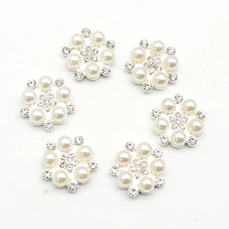 Fashion 16mm Alloy Pearl Rhinestone Button Flower Heart Ornament DIY Clothing Hair Accessories Jewelry Creative Clothing Bow Acc