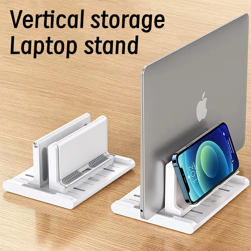 Adjustable Vertical Laptop Stand Heat Dissipation Non-slip Silicone Gravity Holder for MacBook Surface IPad Tablet Stand