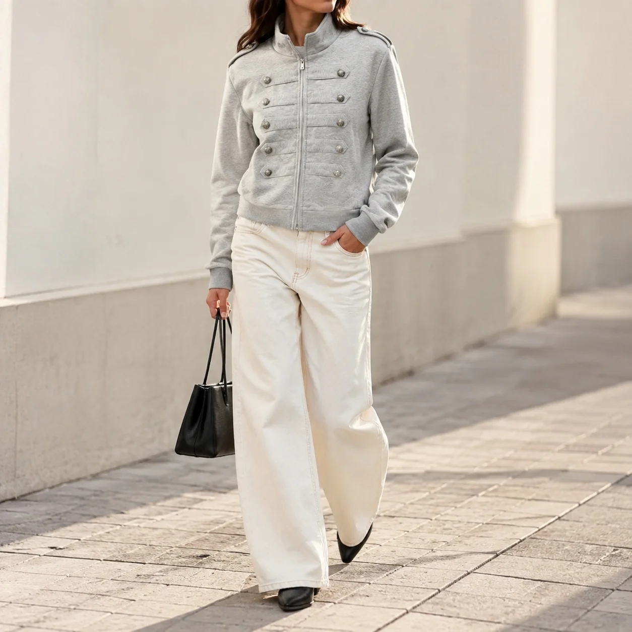 Stand Collar No Hood Coat Mid Length Streetwear with Ribbed Texture 3D Effect Pattern Regular Fit Zipper Closure Women Jacket