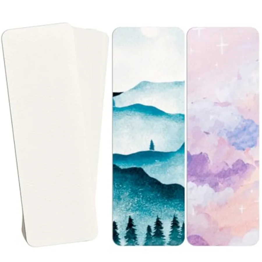 

50 PCS Watercolor Blank Bookmarks 1.9 x 5.9 inch Watercolor Cards Bulk Craft Book Marks for DIY Art Projects, School Supply, Gi