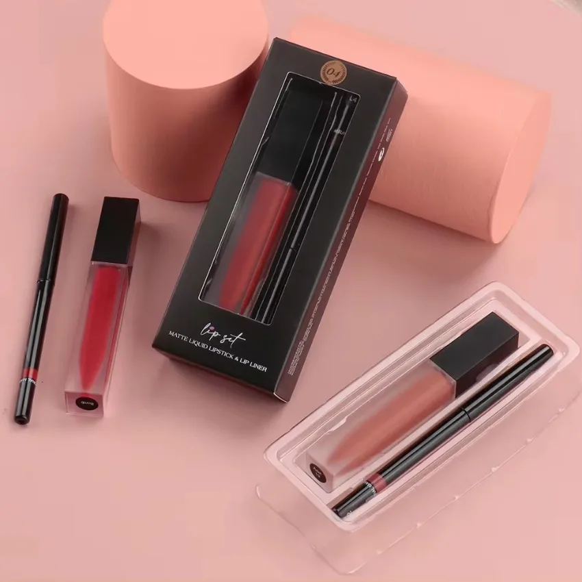 Lipgloss e Lip Line Set, Glitter Shimmer, Longa Duração, Non-stick Cup, Private Label, 3Bulk Maquiagem, 11 cores Black Box