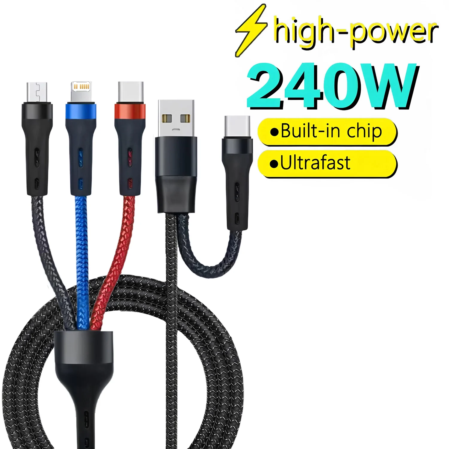 3 In 2 USB Type C Fast Charging Cable Charger Data Cable For iPhone 15 14 13 12 Pro Max 11 Samsung Xiaomi Macbook