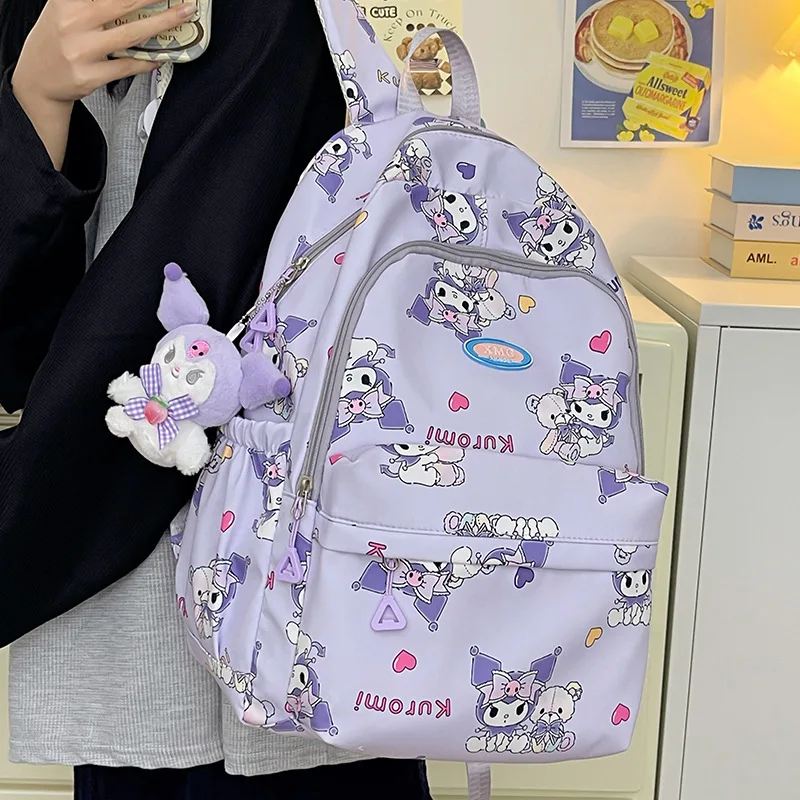 Sanrio Cinnamoroll Hello Kitty My Melody Print Anime Backpack Preppy College School Daypack Travel Commute Knapsack Laptop Bag