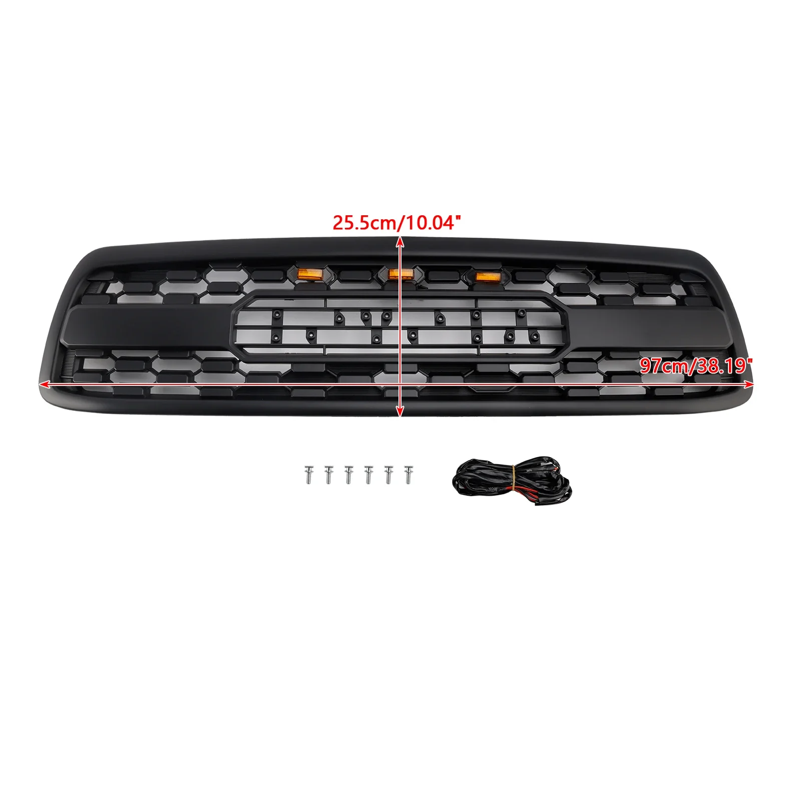 X-T Mattschwarzer Frontstoßstangengrill, passend für Toyota Tundra 2000 2001 2002, mit LED
