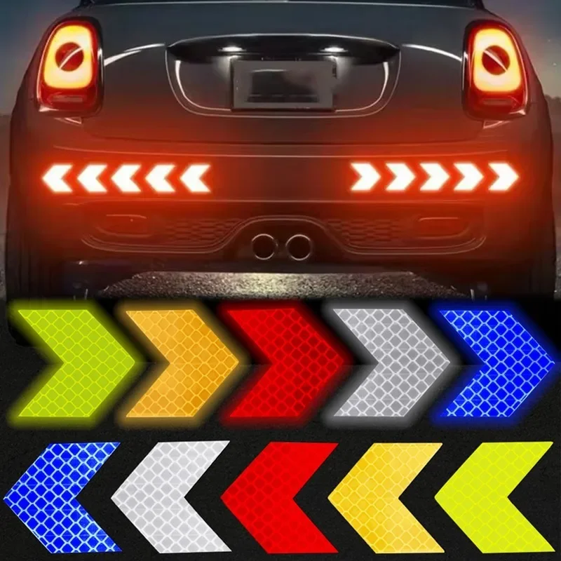 30/10pc Car Reflective Arrow Sticker Safety Warning Sticker for Car Bumper Trunk Reflector Hazard Tape Car Styling Luminous Film