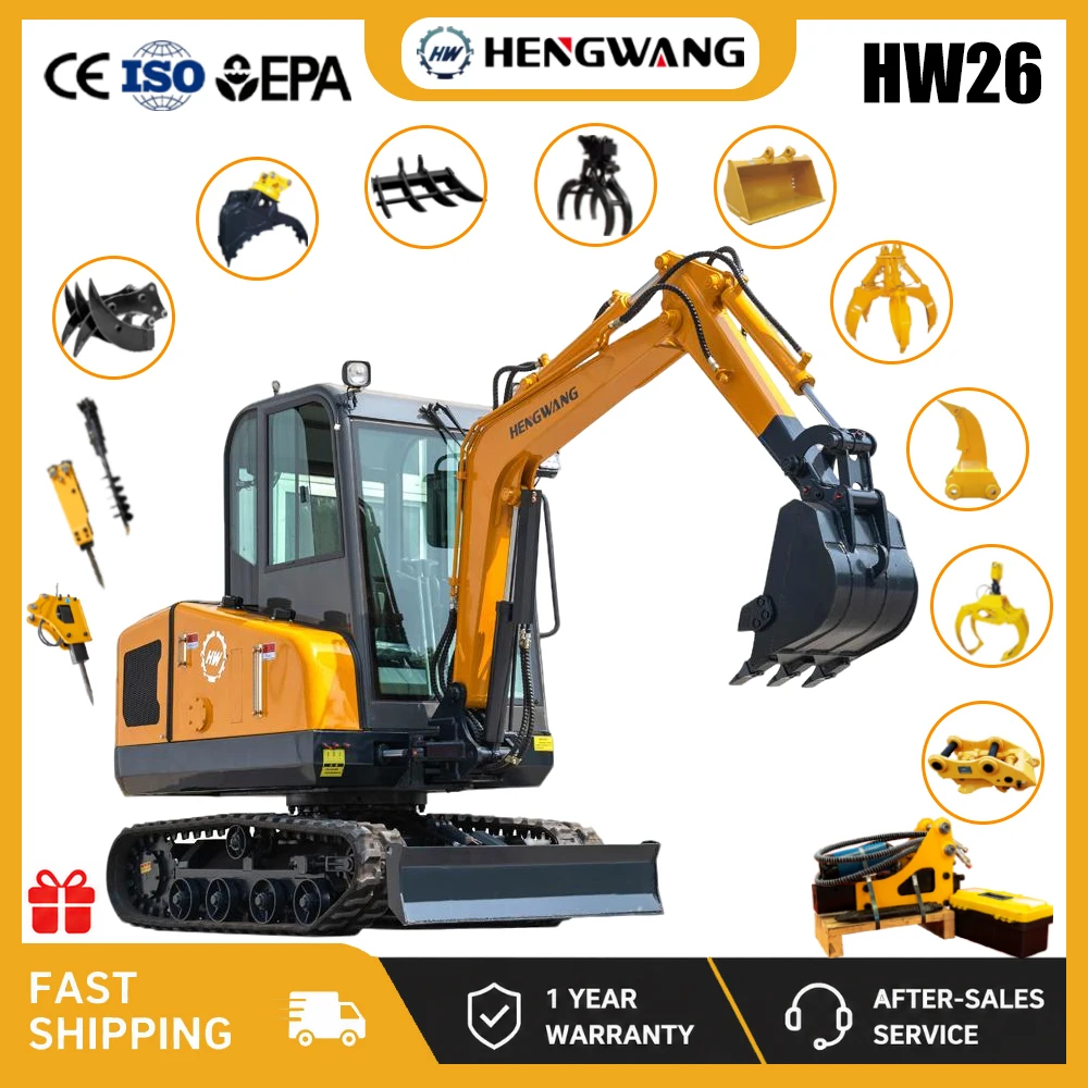 2.5 Ton Mini Excavator Diesel Hydraulic Excavators Tractor 2.5t Mini Bagger Small Excavator Digger Multifunctional Machinery