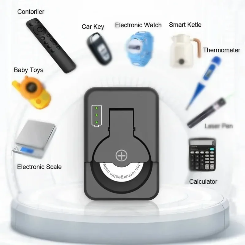 Portable Button Battery Charger Type-C 4.2V Lithium Rechargeable Coin Cell Battery Charger for LIR1632 LIR2016 LIR2032 LIR2450