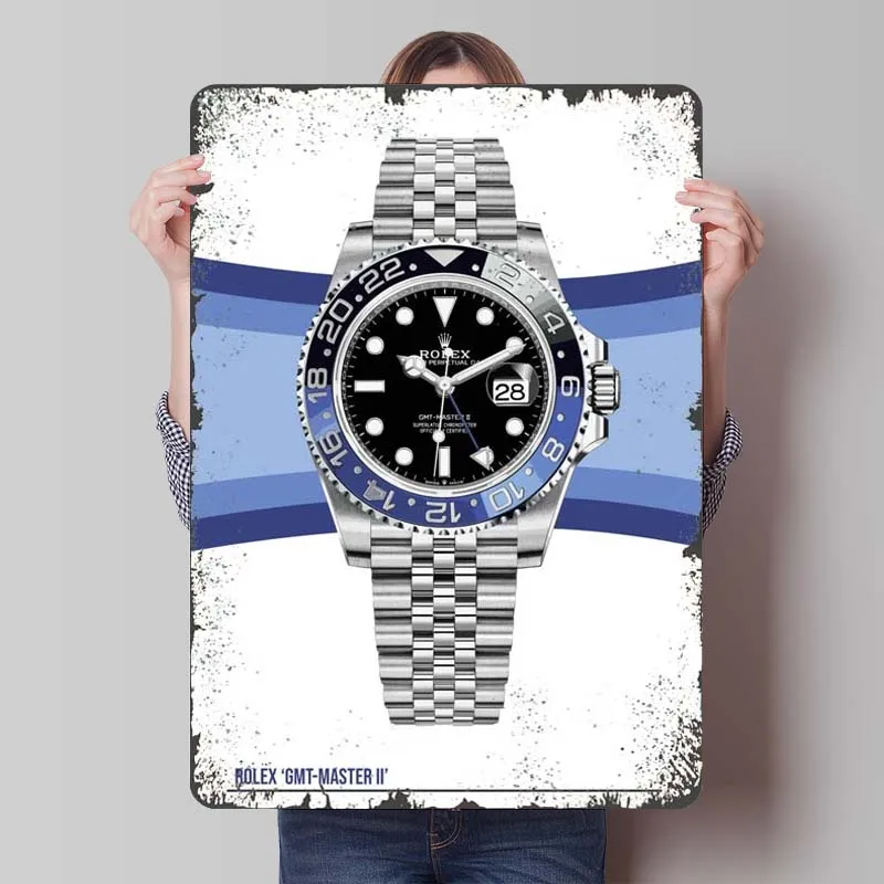 Rolex GMT Metal Sign Classic Watch Poster Vintage Home Decor Items Custom Tinplate Signs for Wall Art Decoration Art of Murals