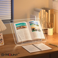 DL-2Y Transparent Acrylic Reading Book Stand for iPad Tablet, Laptop Holder, Adjustable Bracket, Desktop Book Support, Rack Hol