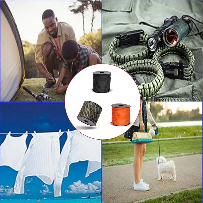 WORTHOWN-50M Polypropylene 7-Core 4Mm Umbrella Rope Outdoor Camping Emergency Tent Canopy Rope Windproof Rope DIY Braided Rope