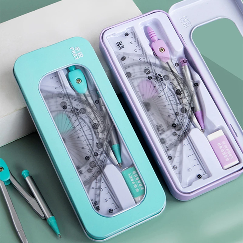 7 pezzi/set set di righelli per bussola set di misurazione matematica set di strumenti di disegno multifunzionali professionali per l'apprendimento geometrico righello per studenti