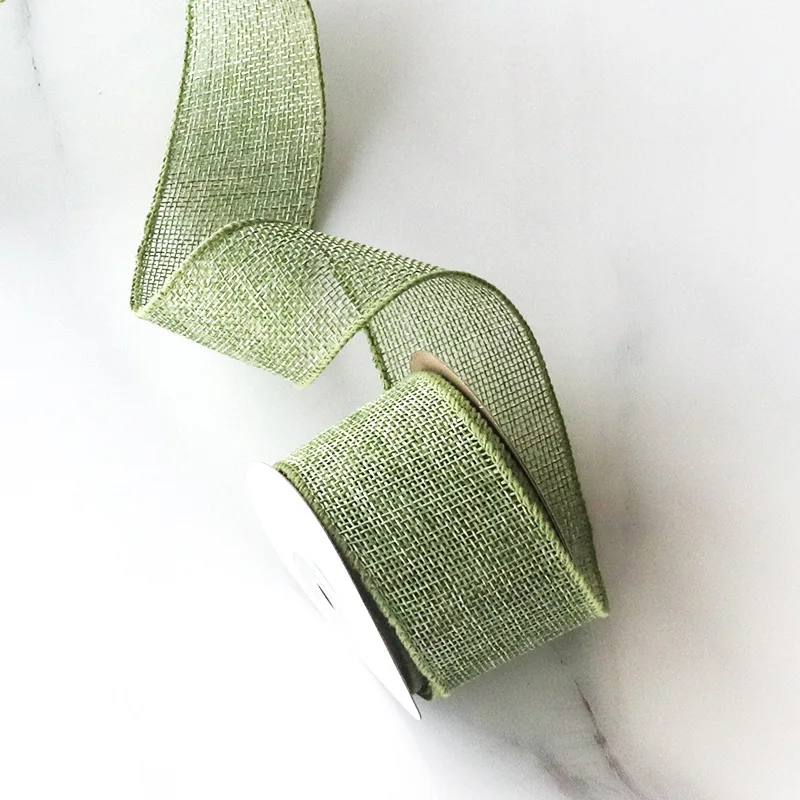 Burlap Ribbon Iron Wired Edge Gift Wrapping Ribbons Iron Wired Edge Ribbons 5 Yards Roll Imitation Linen Ribbon For Bows Event