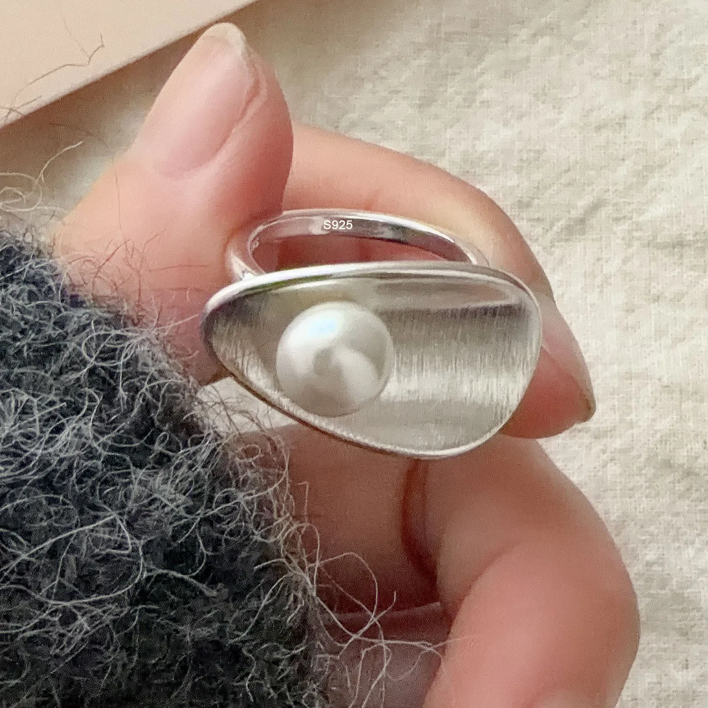 

925 Sterling Silver Rings For Women Geometric Fine Jewelry Finger Adjustable Vintage Flower Pearl Ring For Party Birthday Gift