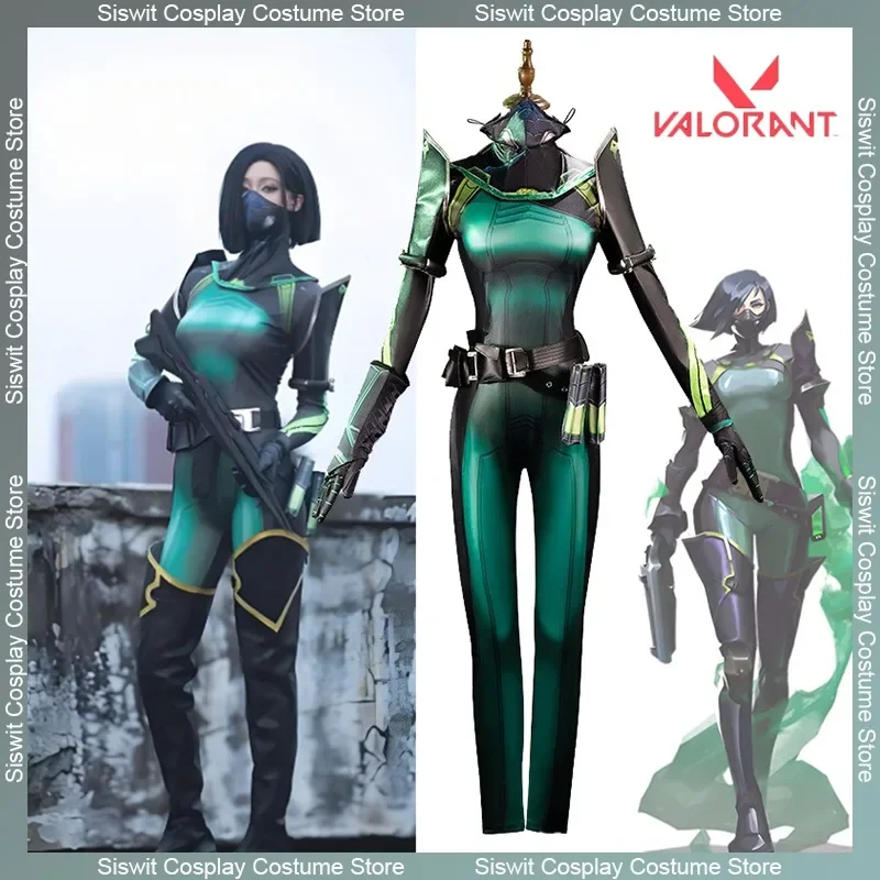 

CosplayGame VALORANT Viper Venomous Snake Cosplay Costume 3D Printed Tight Leather Accessories Full Set Party Carnival Jumpsuit
