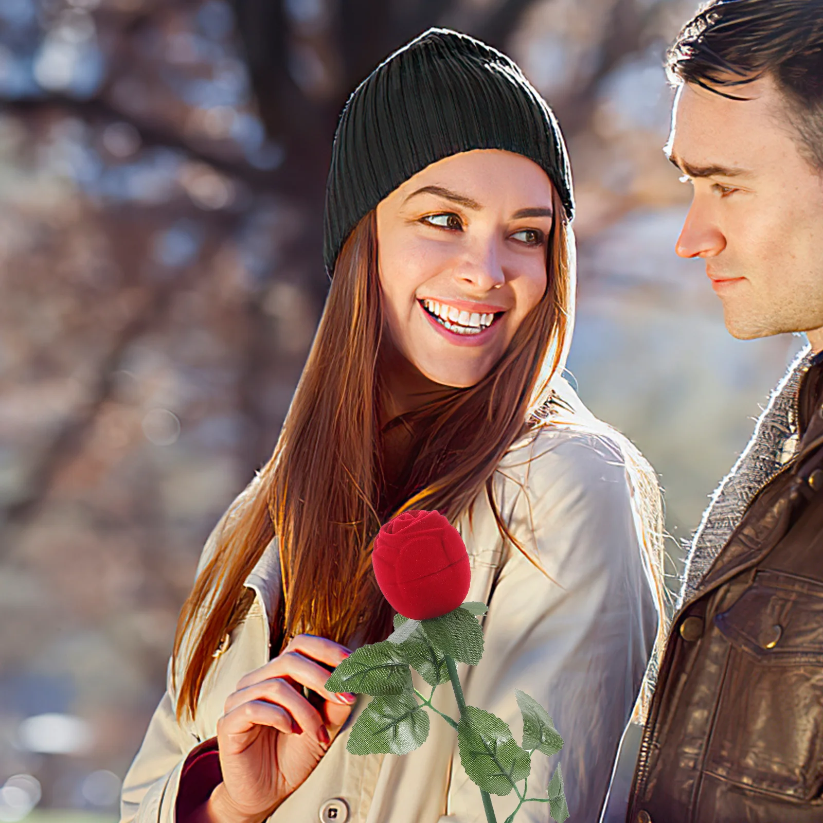 

10pcs Novelty Romantic Ring Storage Box Red Rose Flower Bouquet Shaped Jewelry Engagement Ring Gift Box Case for Wedding Valenti