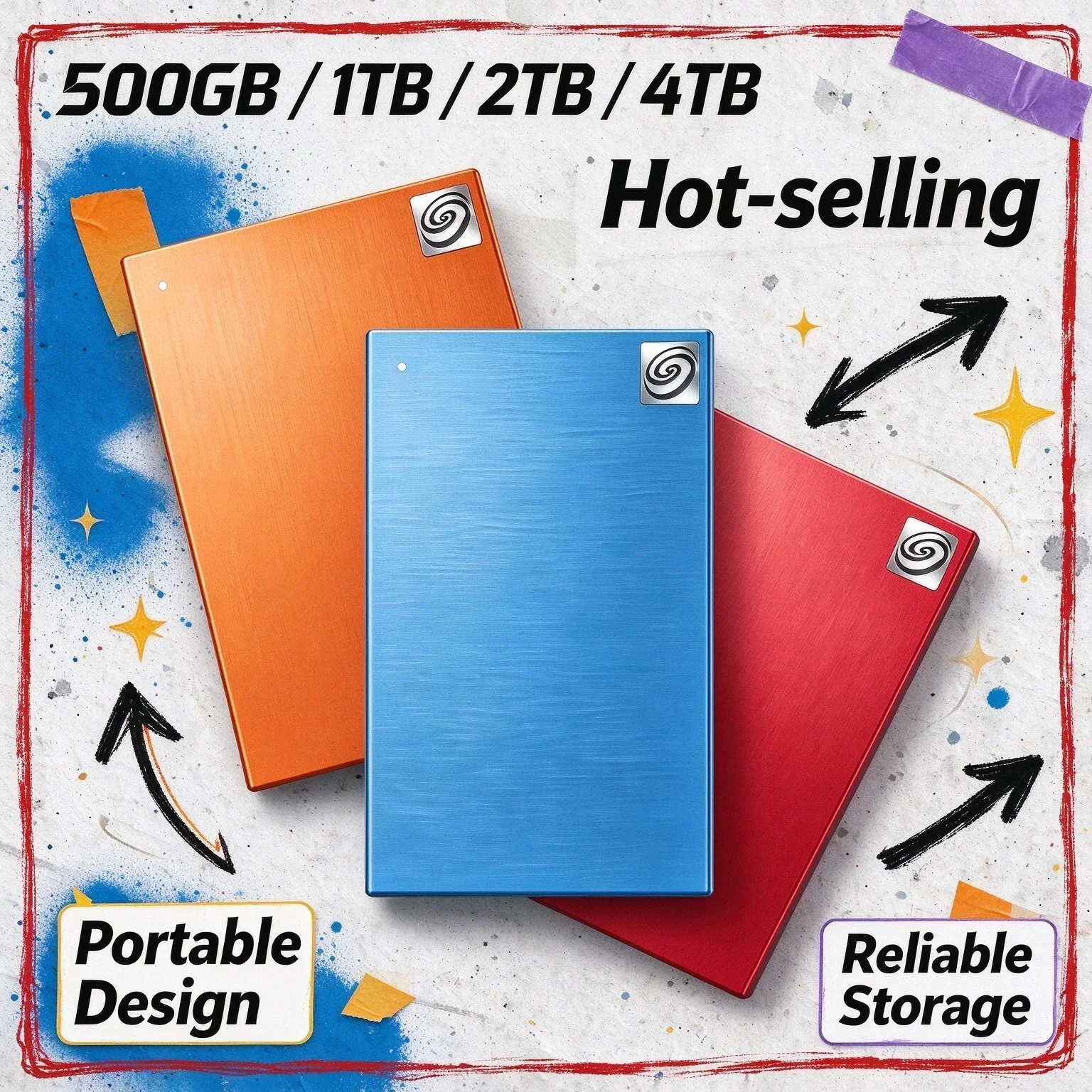Data Backup File Save SSD HDD Storage Device Laptop External Mobile Hard Disk 1TB 2TB 4TB 500GB USB 3.0 Mac Windows PC