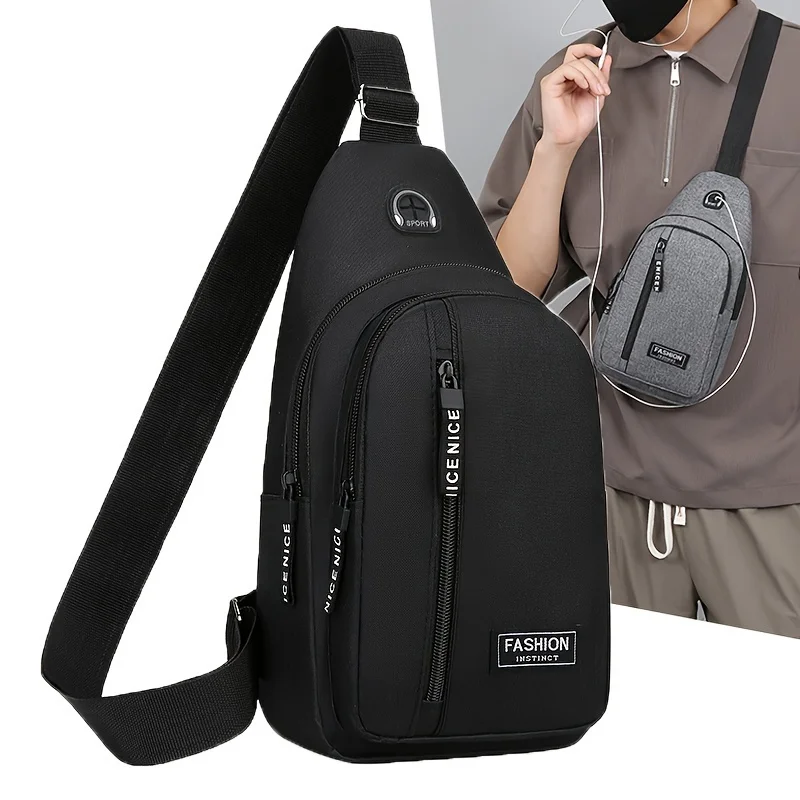 Unisex Crossbody Backpack, Multifunctional Crossbody Chest Bag, Lightweight Backpack with Jacquard Pocket Front Chest Bag